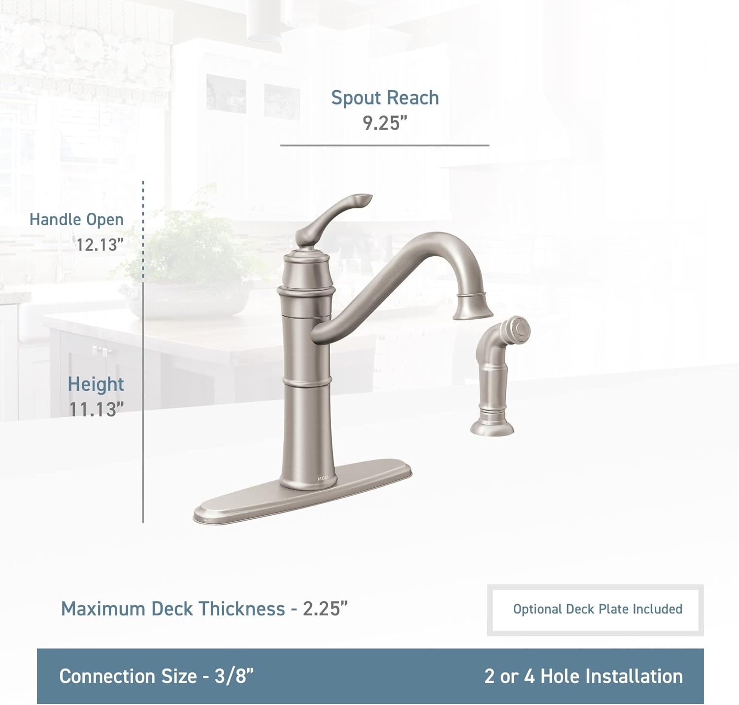 image:imageMoen Wetherly Mediterranean Bronze HighArc Kitchen Faucet with Side Spray 87999BRBMediterranean Bronze