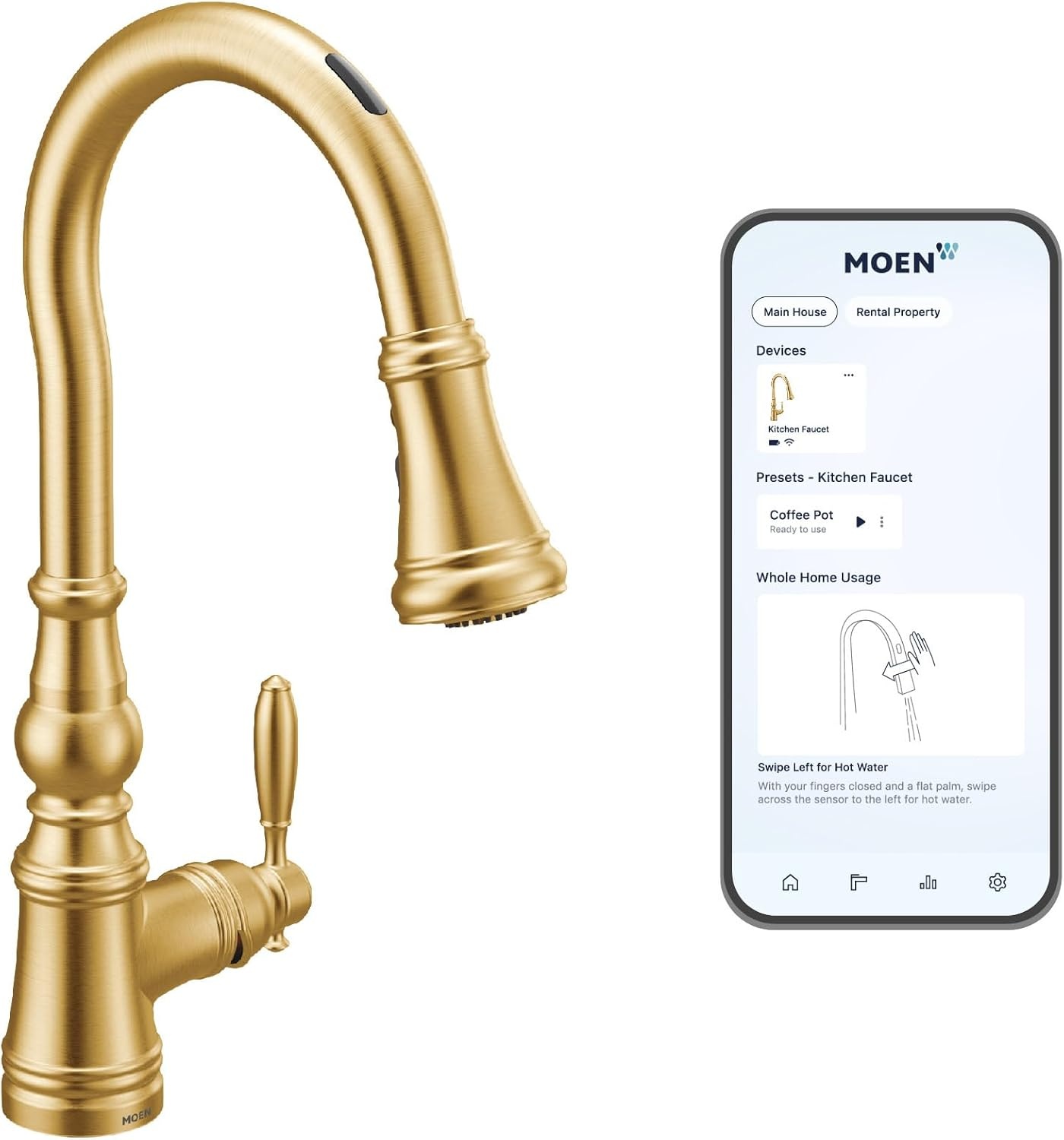 image:imageMoen Weymouth OilRubbed Bronze 3in1 Water Filtration OneHandle Pulldown Kitchen Faucet FS73004ORB with Moen F9800 Advanced Carbon Water Filtration SystemBrushed Gold