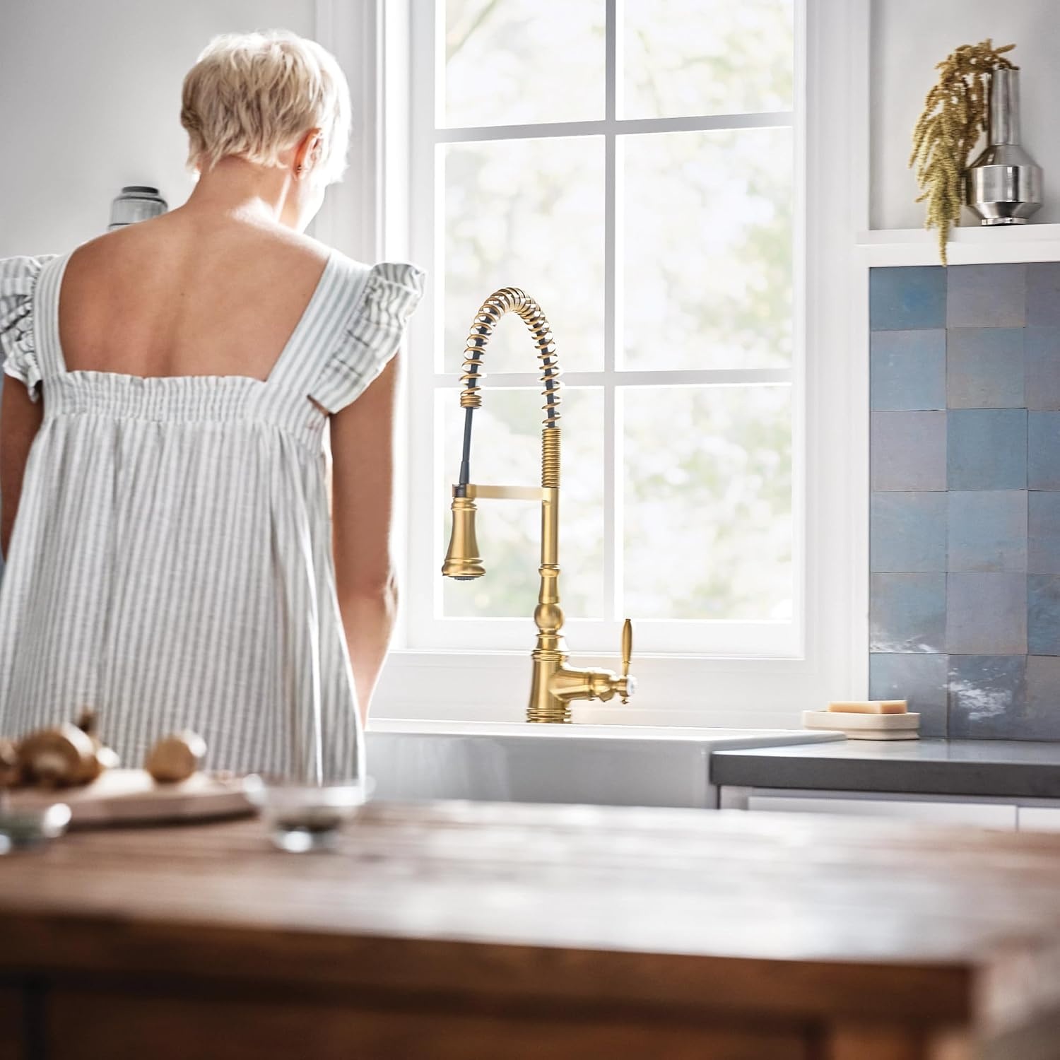 image:imageMoen Weymouth OilRubbed Bronze 3in1 Water Filtration OneHandle Pulldown Kitchen Faucet FS73004ORB with Moen F9800 Advanced Carbon Water Filtration SystemBrushed Gold
