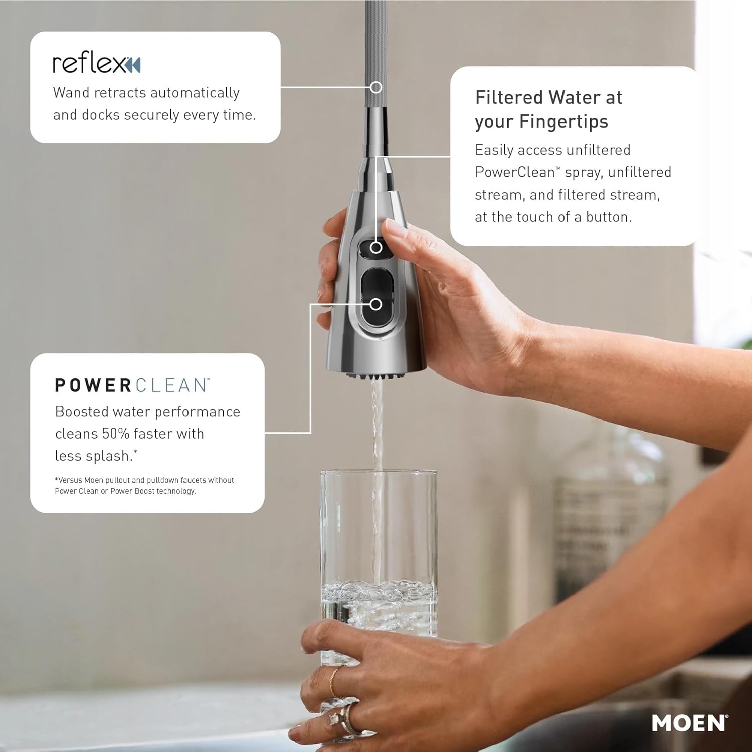 image:imageMoen Weymouth OilRubbed Bronze 3in1 Water Filtration OneHandle Pulldown Kitchen Faucet FS73004ORB with Moen F9800 Advanced Carbon Water Filtration SystemBrushed Gold