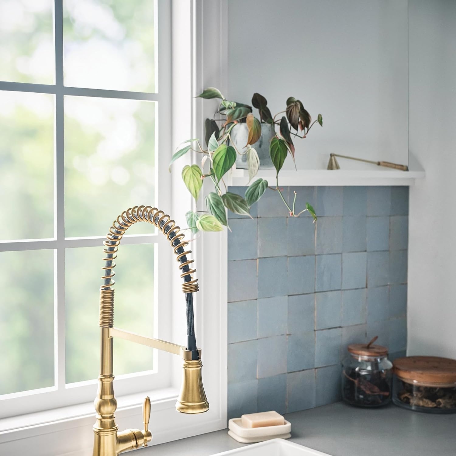 image:imageMoen Weymouth OilRubbed Bronze 3in1 Water Filtration OneHandle Pulldown Kitchen Faucet FS73004ORB with Moen F9800 Advanced Carbon Water Filtration SystemBrushed Gold