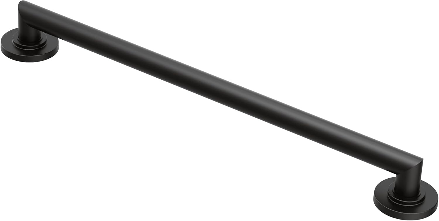 image:imageMoen YG0818CH Bathroom Safety 18Inch Stainless Steel Modern Bathroom Grab Bar ChromeMatte Black