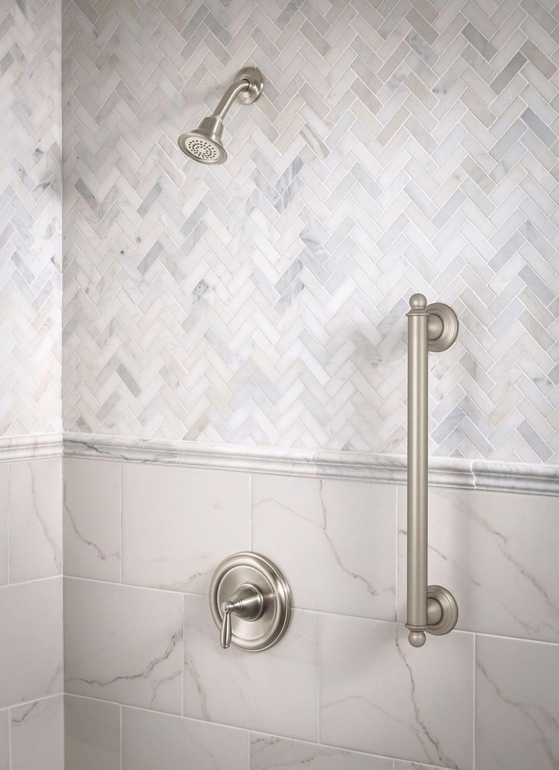 image:imageMoen YG2218CH Bathroom Safety 18Inch Stainless Steel Traditional Bathroom Grab Bar ChromeBrushed Nickel