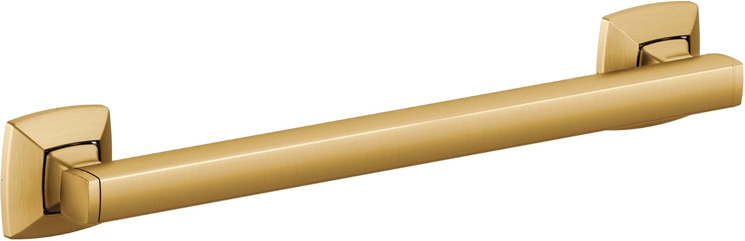 image:imageMoen YG5112BG Bathroom Safety 12Inch Stainless Steel Transitional Bathroom Grab Bar Brushed Gold