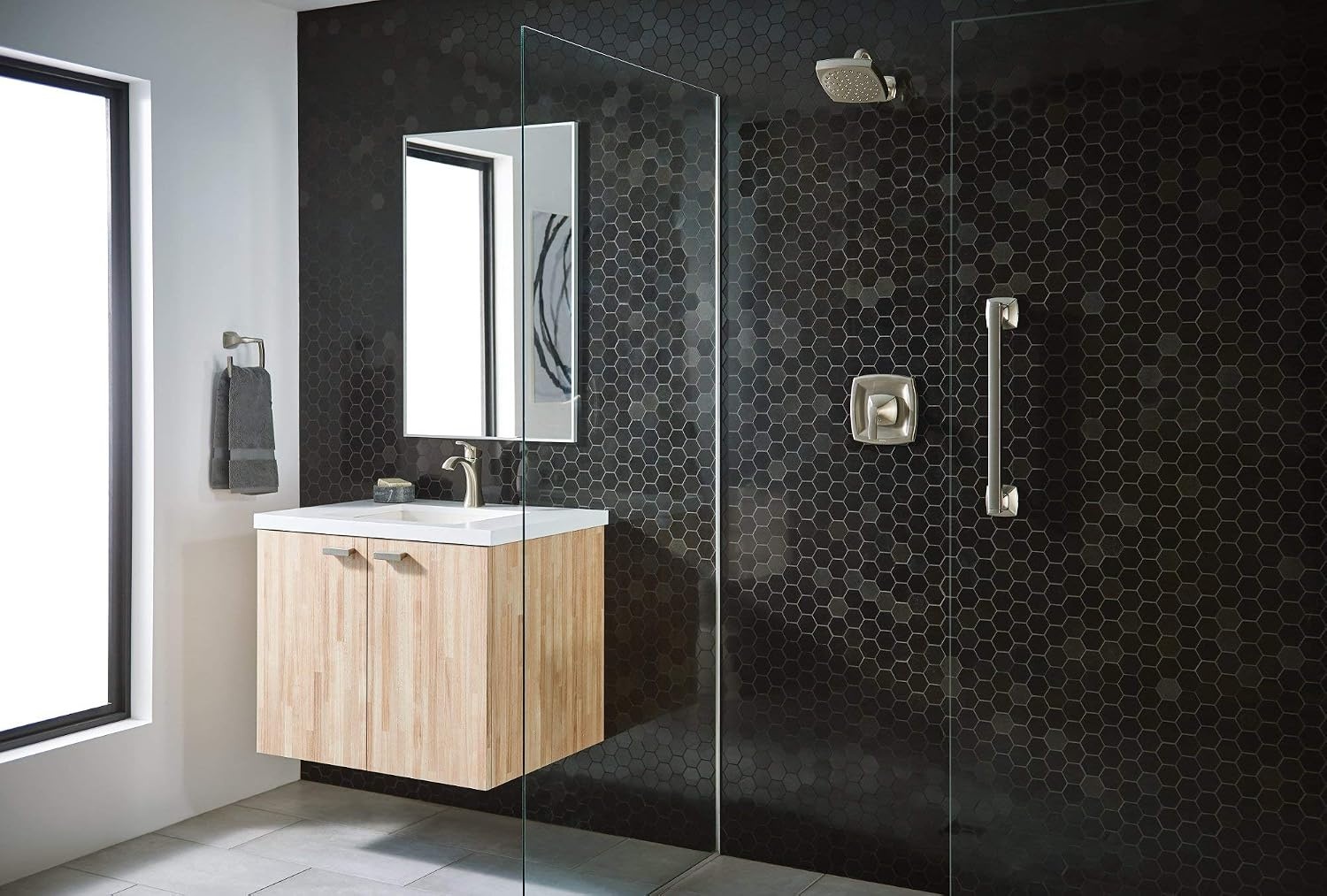 image:imageMoen YG5118BN Bathroom Safety 18Inch Stainless Steel Transitional Bathroom Grab Bar Brushed NickelNickel