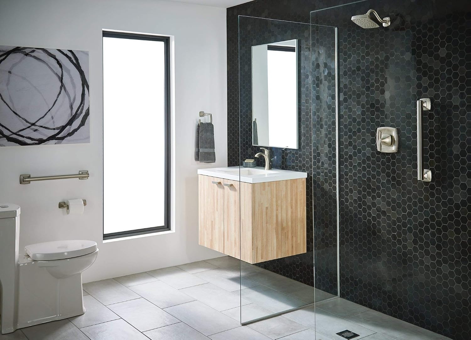 image:imageMoen YG5118BN Bathroom Safety 18Inch Stainless Steel Transitional Bathroom Grab Bar Brushed NickelNickel