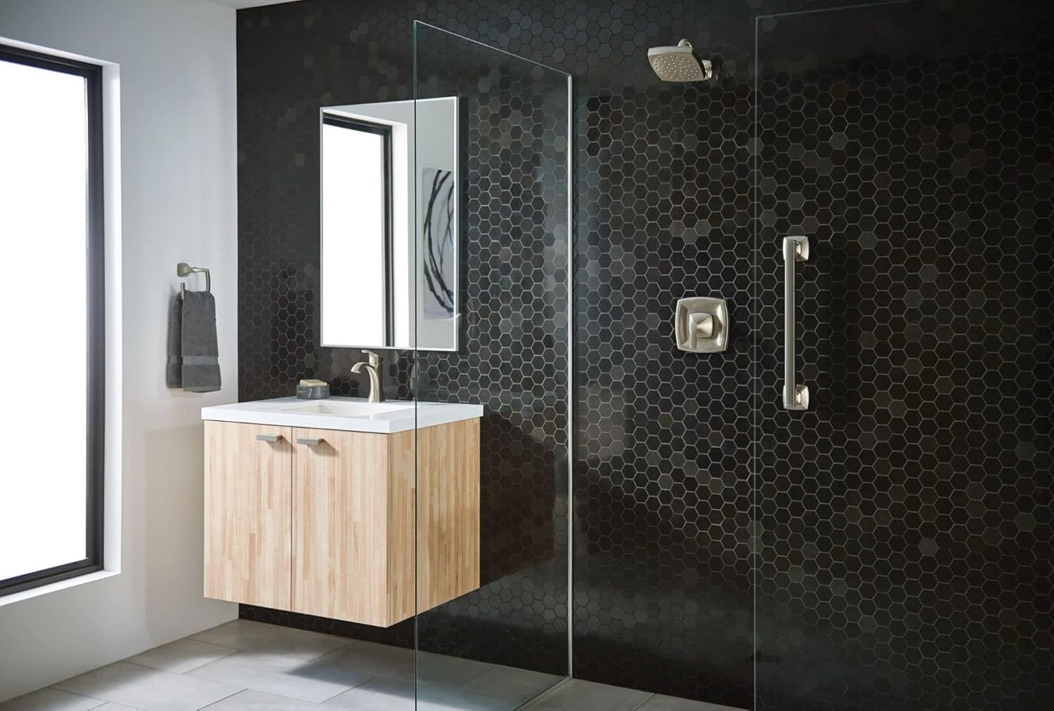 image:imageMoen YG5124BN Bathroom Safety 24Inch Stainless Steel Transitional Bathroom Grab Bar Brushed NickelNickel