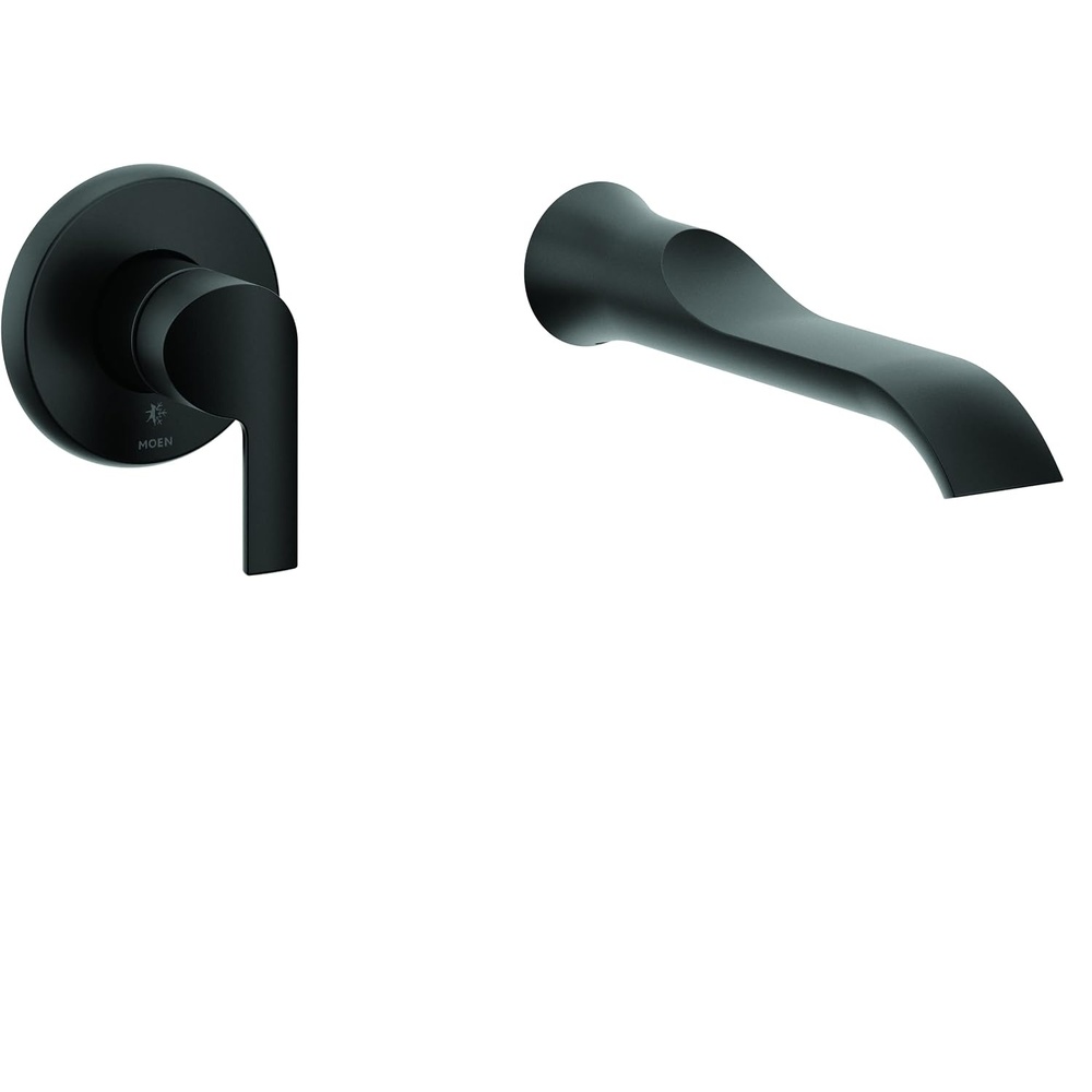 image:imageDoux Matte Black Single Handle Wall Mount Tub Filler High Flow Tub Faucet with 10 Spout Reach WTS981BL