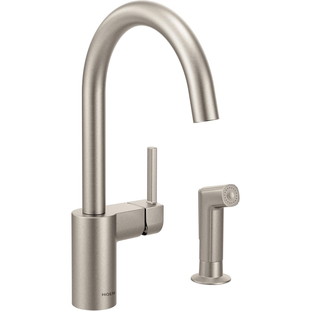 image:imageMoen 7165 Align OneHandle HighArc Modern Kitchen Faucet with Side Spray ChromeSpot Resist Stainless