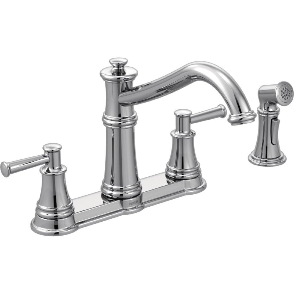 image:imageMoen 7255ORB Belfield Traditional Two Handle High Arc Kitchen Faucet with Side Spray Oil Rubbed BronzeChrome