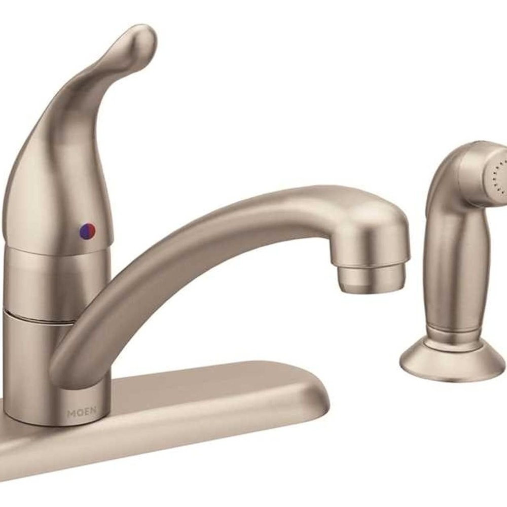 image:imageMoen 7430SRS Chateau OneHandle LowArc Kitchen Faucet with Side Sprayer Spot Resist StainlessSpot Resist Stainless