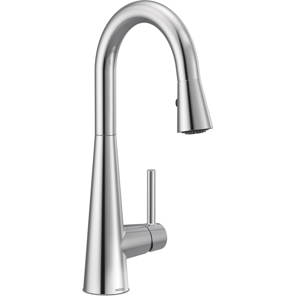 image:imageMoen 7664BLS Sleek OneHandle High Arc Pulldown Bar Faucet Black StainlessChrome