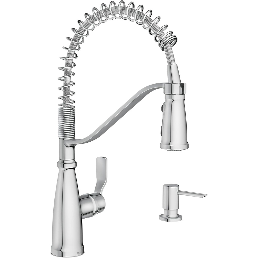 image:imageMoen 87071BZG Nolia OneHandle PullDown Kitchen Faucet with Power Boost Soap Dispenser Included High Arc 1 or 3 Hole Installation Brushed GoldChrome