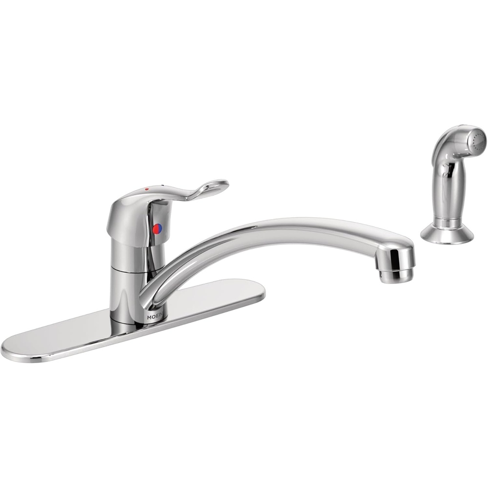 image:imageMoen 8717 Commercial MDura SingleMount Kitchen Faucet with 12Inch Spout Reach and Side Spray 15gpm Chrome