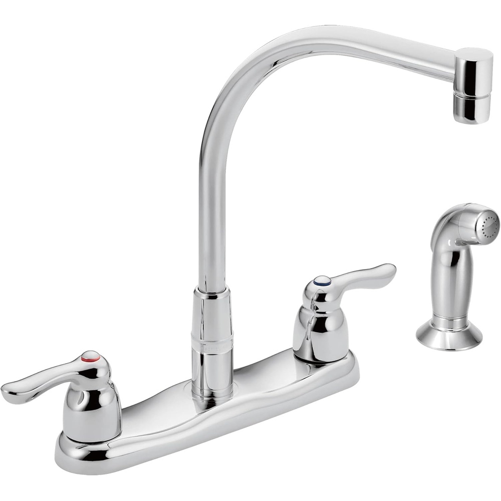 image:imageMoen 8792 Commercial TwoHandle MBition Kitchen Faucet with Side Spray Chrome