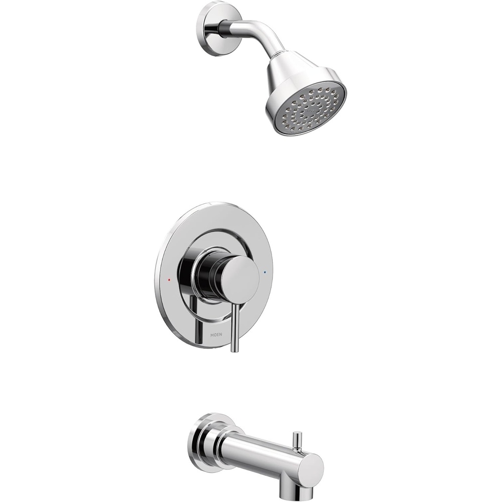 image:imageMoen Align Chrome PosiTemp Pressure Balancing Modern Tub and Shower Trim Kit Featuring Shower Head Lever Handle and Tub Spout Valve Required T2193Chrome