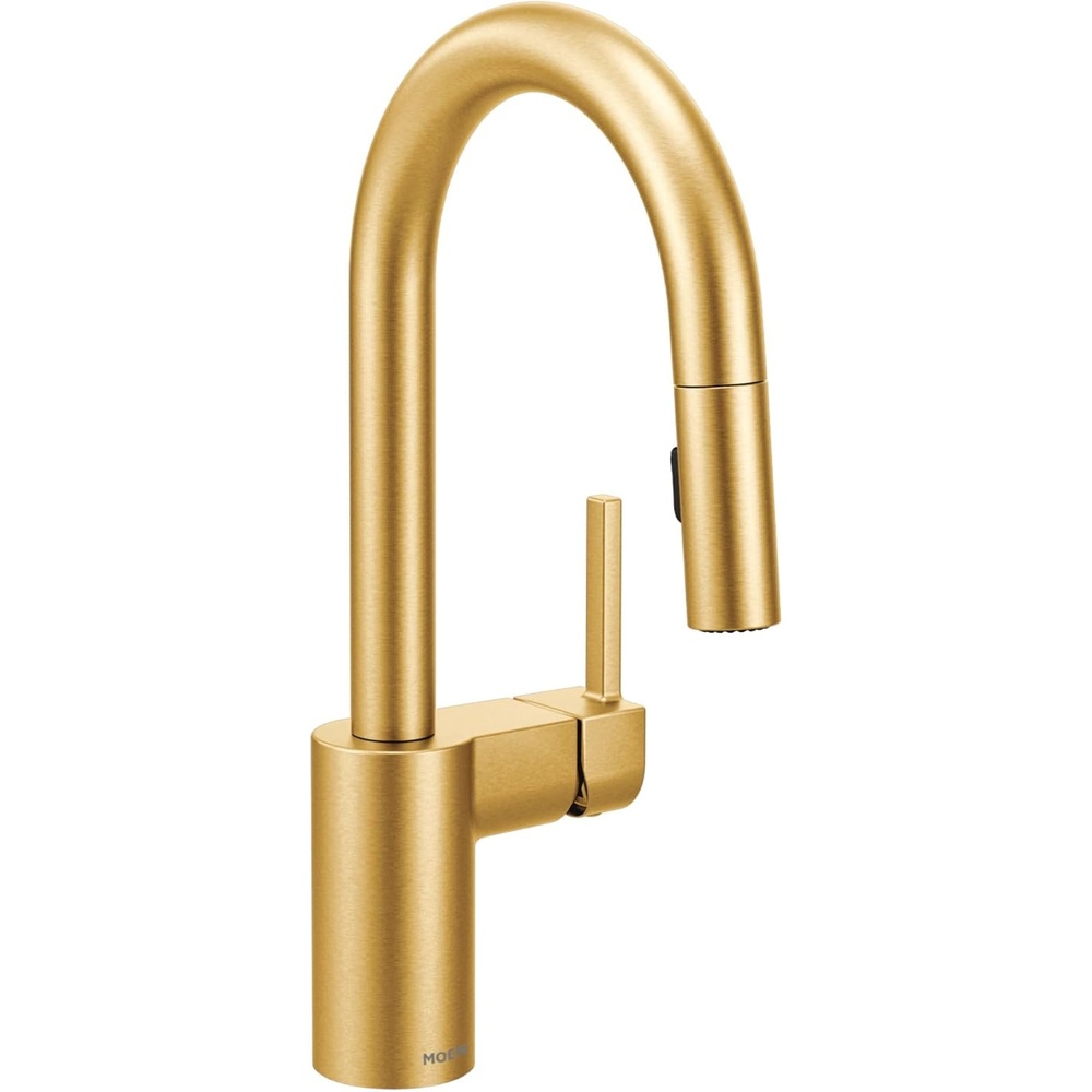 image:imageMoen Align Spot Resist Stainless OneHandle Modern Pulldown Bar Faucet with Power Clean and Reflex Docking System 5965SRSBrushed Gold