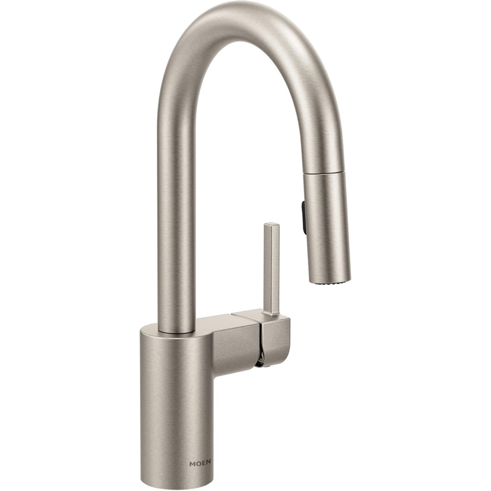 image:imageMoen Align Spot Resist Stainless OneHandle Modern Pulldown Bar Faucet with Power Clean and Reflex Docking System 5965SRSSpot Resist Stainless