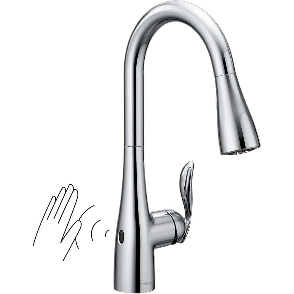 image:imageMoen Arbor Oil Rubbed Bronze Motionsense Wave Touchless OneHandle Pulldown Kitchen Faucet Featuring Power Clean 7594EWORBChrome