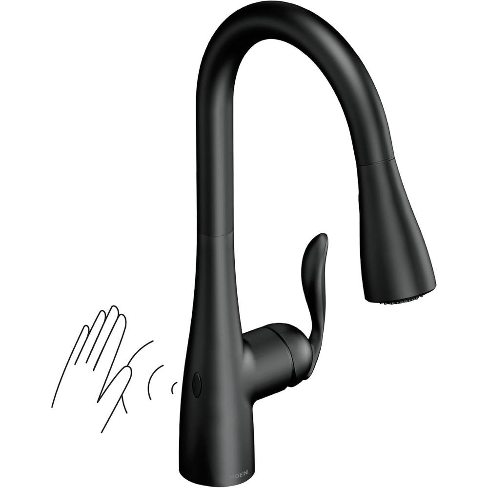 image:imageMoen Arbor Oil Rubbed Bronze Motionsense Wave Touchless OneHandle Pulldown Kitchen Faucet Featuring Power Clean 7594EWORBMatte Black