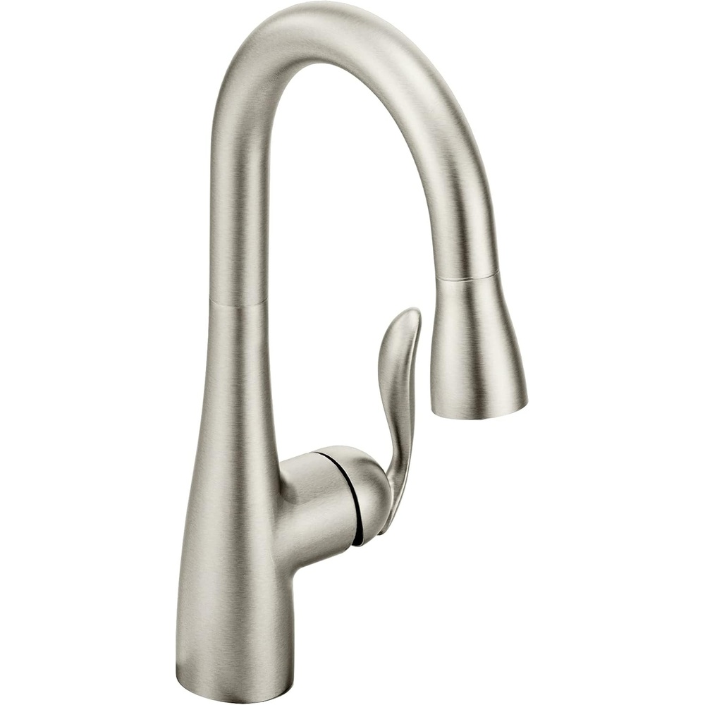 image:imageMoen Arbor Pulldown Bar Faucet with Reflex and Power Clean 5995SRS  Pulldown bar faucet Reflex docking system Power Clean spray Spot resist stainless finish Onehandle controlSpot Resist Stainless
