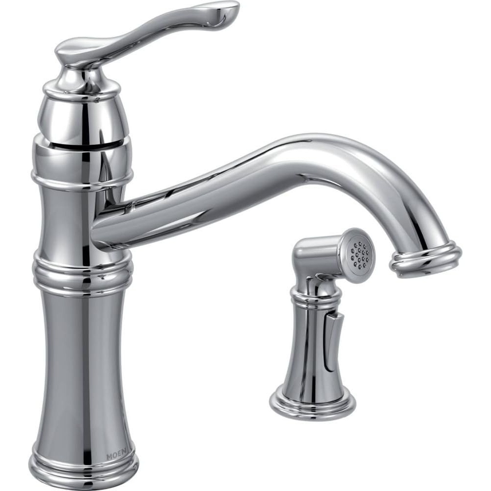 image:imageMoen Belfield Oil Rubbed Bronze Traditional One Handle High Arc Kitchen Faucet with Side Spray and Optional Deckplate Included 7245ORBChrome