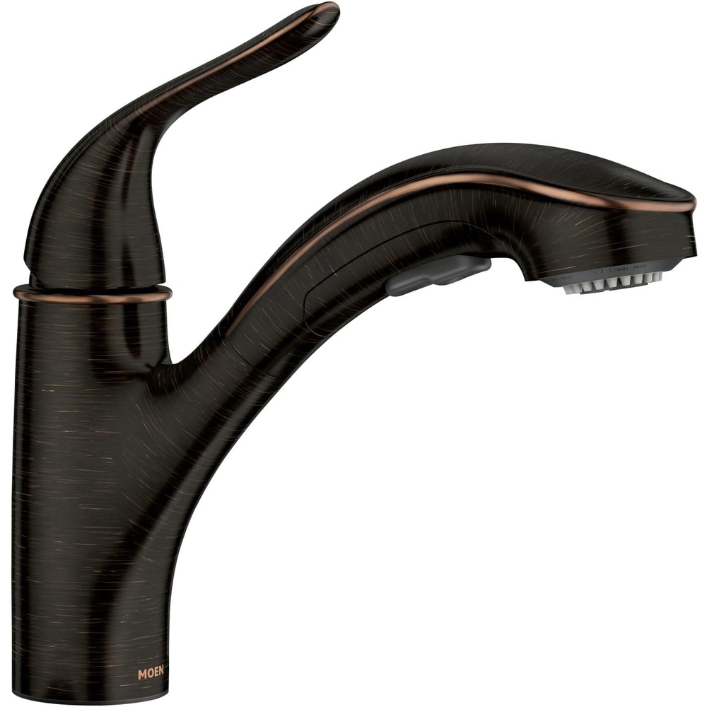 image:imageMoen Brecklyn Mediterranean Bronze SingleHandle PullOut Sprayer Kitchen Sink Faucet with Power Clean 87557BRBMediterranean Bronze