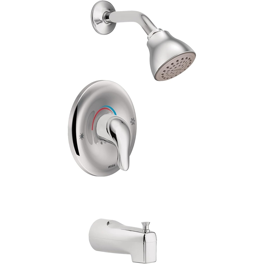 image:imageMoen Chateau Chrome PosiTemp Bathtub Trim Kit with Shower Head Lever Handle and Tub Spout Valve Required TL183EPChrome
