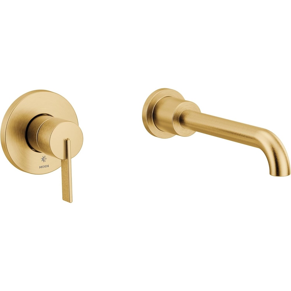 image:imageMoen Cia Brushed Gold Single Handle Wall Mount Tub Filler High Flow Tub Faucet with 10 Spout Reach WT6221BG