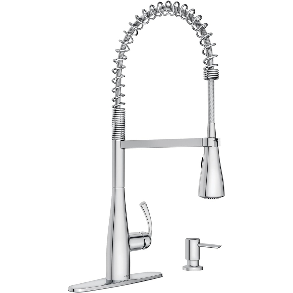 image:imageMoen Essie Matte Black Single Handle PullDown Sprayer Kitchen Faucet with Soap Dispenser Reflex and Power Clean Technology 87014BLChrome