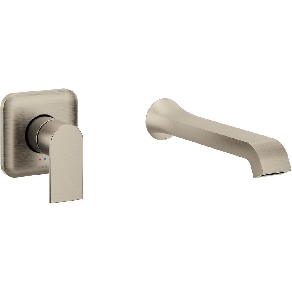 image:imageMoen Genta LX Single Handle Wall Mount Tub Filler Contemporary High Flow Tub Faucet with 10Inch Spout Reach Brushed Nickel WT901BNBrushed Nickel