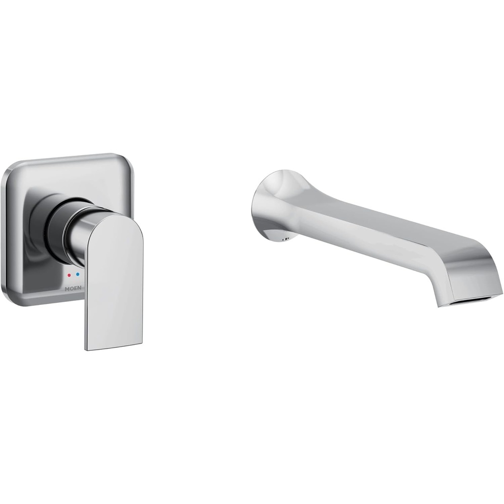 image:imageMoen Genta LX Single Handle Wall Mount Tub Filler Contemporary High Flow Tub Faucet with 10Inch Spout Reach Brushed Nickel WT901BNChrome