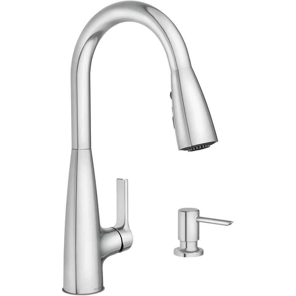 image:imageMoen Haelyn Matte Black Touchless SingleHandle PullDown Sprayer Kitchen Faucet with Soap Dispenser Features Power Clean for a Faster Wash 87627EWBLChrome