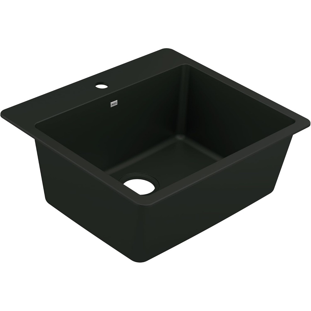 image:imageMoen Host Black Granite 33Inch Wide x 95Inch Deep Dual Mount Single Bowl Kitchen Sink GGB3026BBlack