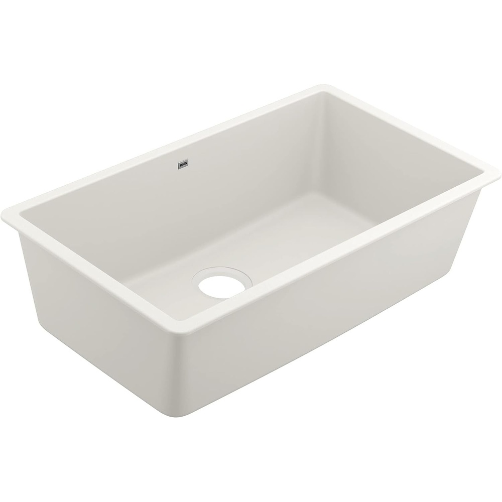 image:imageMoen Host White Granite 33Inch Wide x 95Inch Deep Undermount Single Bowl Kitchen Sink GGW4010BWhite