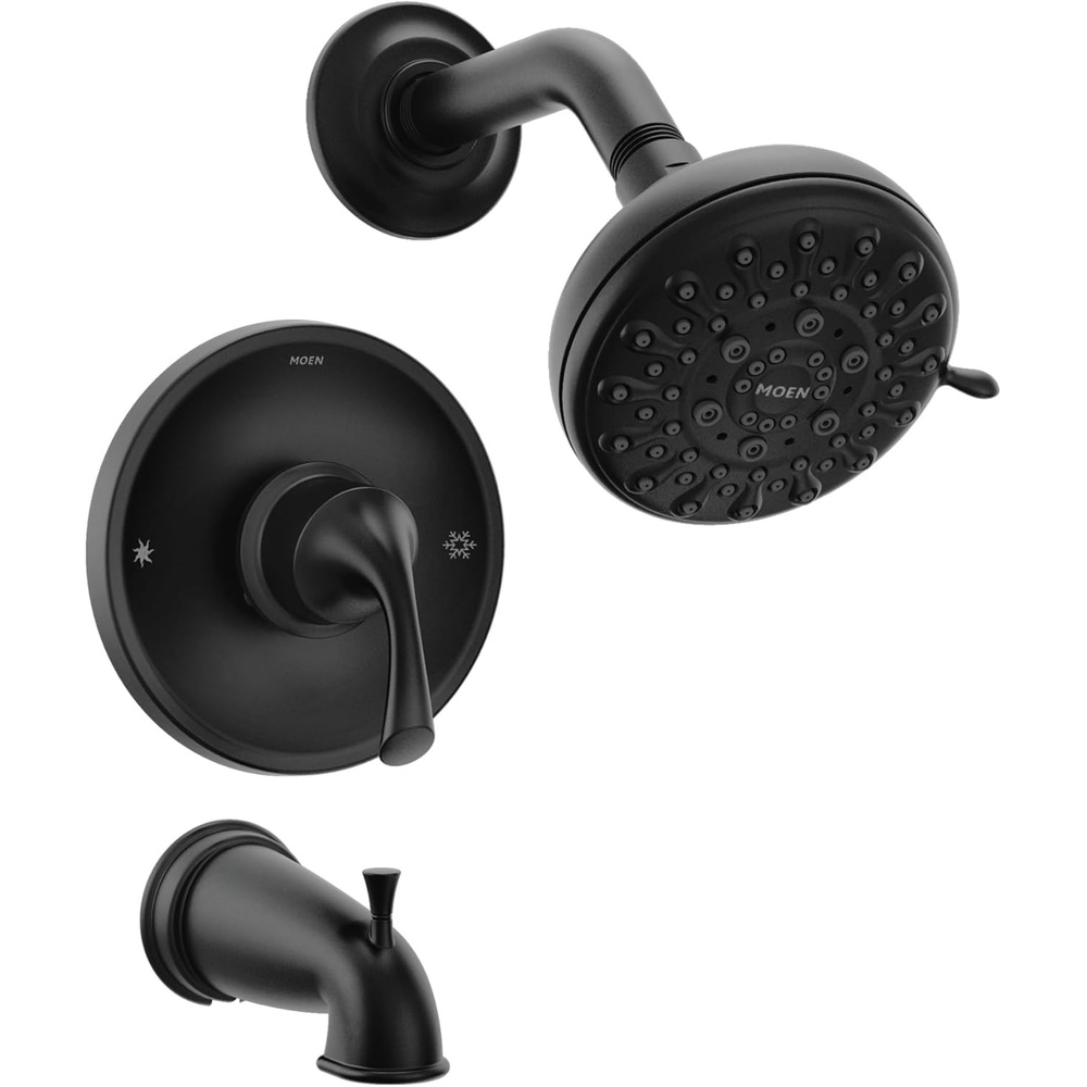 image:imageMoen Idora PosiTemp Tub amp Shower Faucet Kit wValve 82115SRN Tub and shower kit Valve included PosiTemp system Spot resist nickel finish 5spray showerheadMatte Black