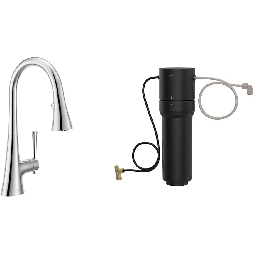 image:imageMoen Kurv Chrome 3in1 Water Filtration Pull Down Kitchen Faucet F9126 with Moen F9800 Advanced Carbon Water Filtration System