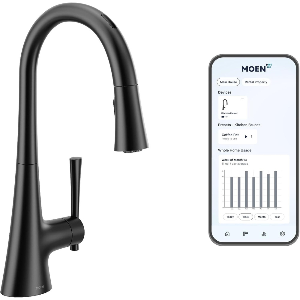 image:imageMoen Kurv Chrome 3in1 Water Filtration Pull Down Kitchen Faucet Water Filter for Sink Faucet Sold Separately F9126Matte Black