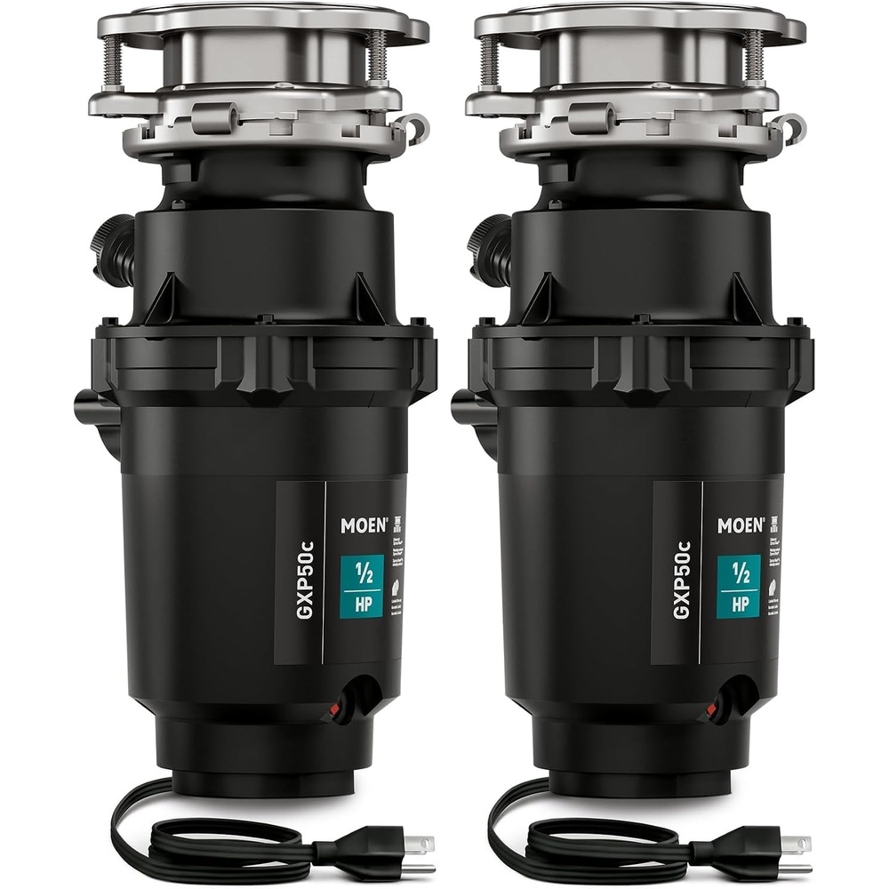 image:imageMoen Lite Series PRO Compact Continuous Feed Garbage Disposal for Kitchen Sink with Power Cord GXP33C05 HP Pack of 2