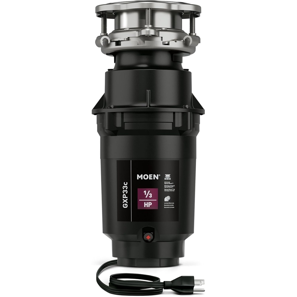 image:imageMoen Lite Series PRO Compact Continuous Feed Garbage Disposal for Kitchen Sink with Power Cord GXP33C13 HP