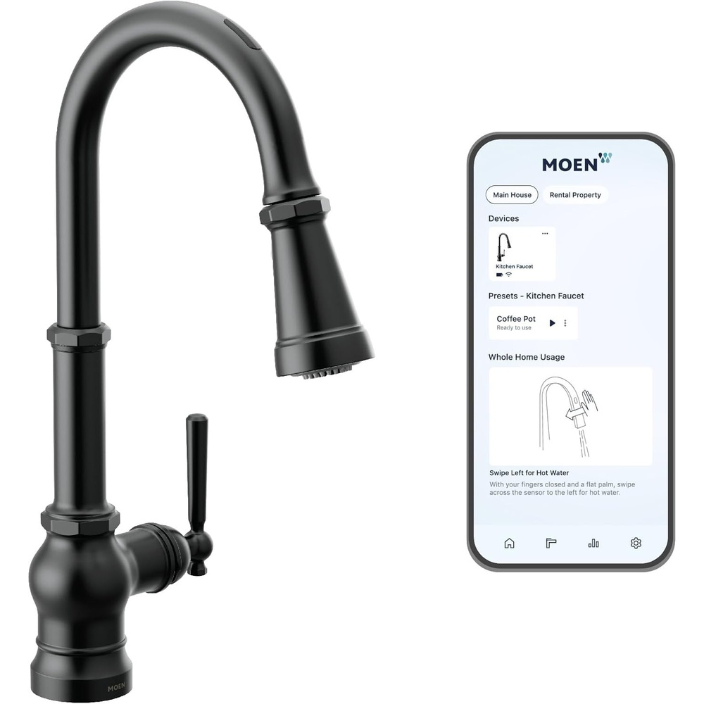 image:imageMoen Paterson Spot Resist Stainless Water Filtration OneHandle High Arc Pulldown Kitchen Faucet Water Filter for Sink Faucet Sold Separately FS72003SRSMatte Black