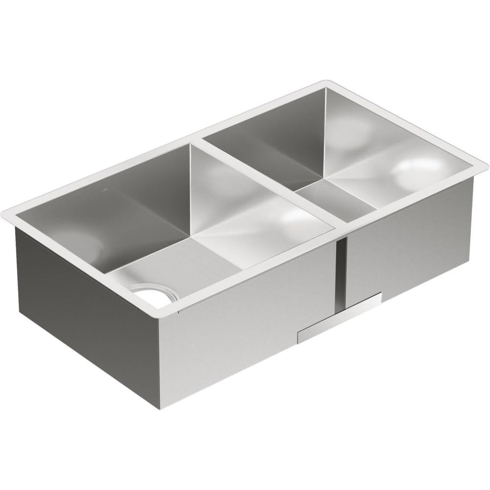 image:imageMoen Prep 18Gauge Stainless Steel Undermount 32 x 18 Double Bowl Kitchen Sink G18287