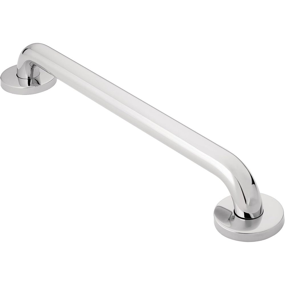 image:imageMoen R8712W Bathroom Safety 12Inch Stainless Steel Bathroom Grab Bar with Concealed Screws Glacier White Bathroom safety support 12inch grab bar Concealed screws Stainless steel construction Glacier white finishPolished Stainl