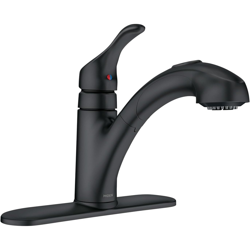 image:imageMoen Renzo Matte Black OneHandle Pullout Kitchen or Laundry Faucet Featuring Power Clean CA87316BL