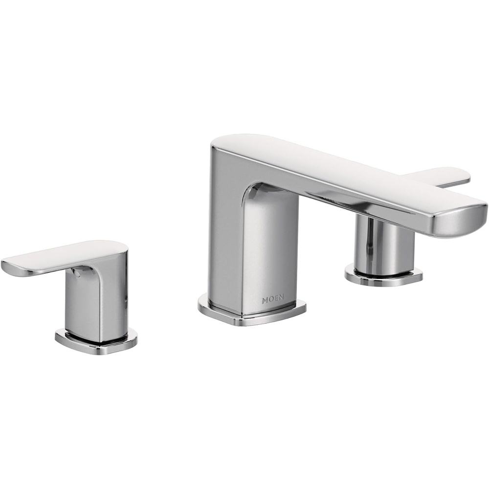 image:imageMoen Rizon Brushed Nickel TwoHandle Deck Mount Modern Roman Tub Faucet Trim Valve Required T935BNChrome