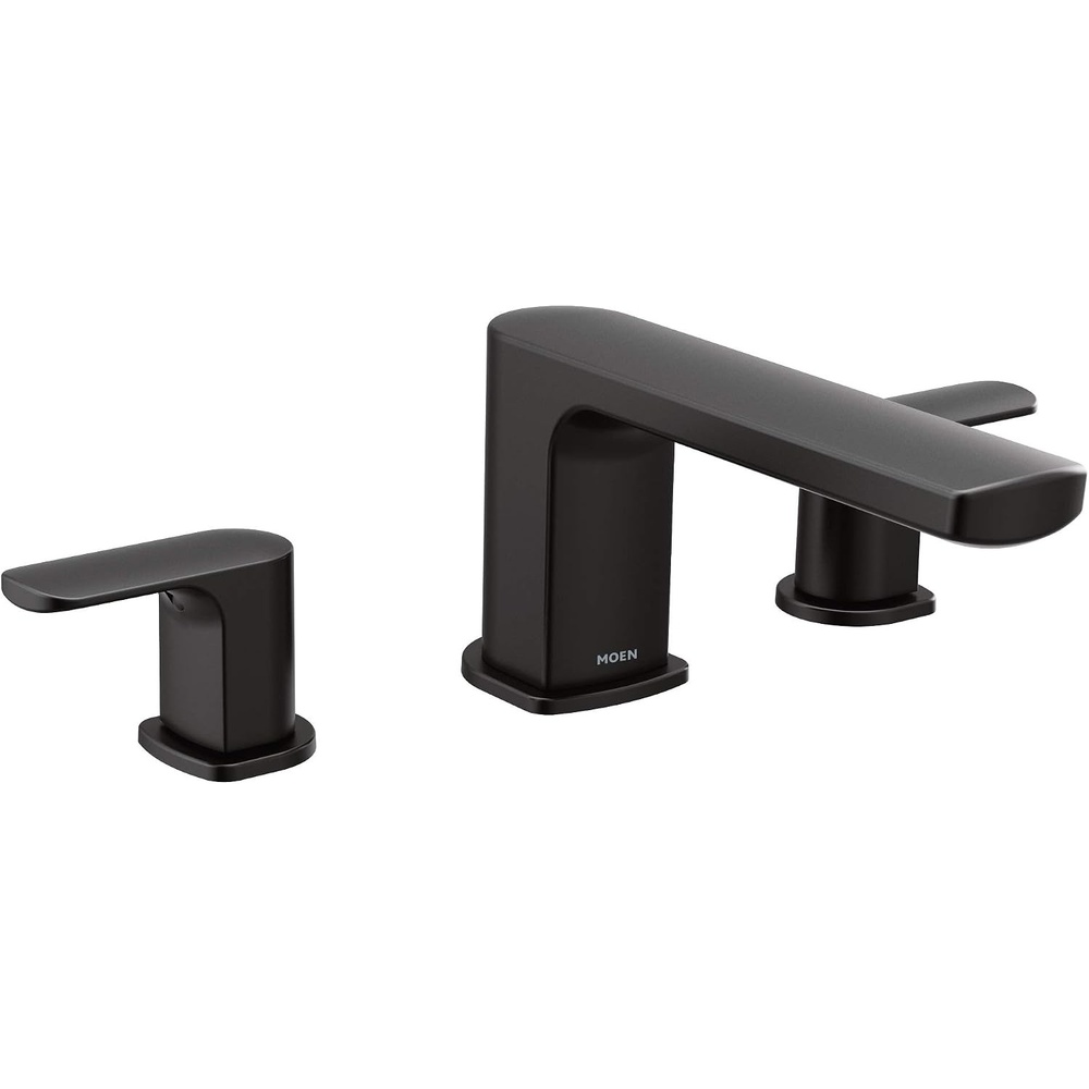 image:imageMoen Rizon Brushed Nickel TwoHandle Deck Mount Modern Roman Tub Faucet Trim Valve Required T935BNMatte Black