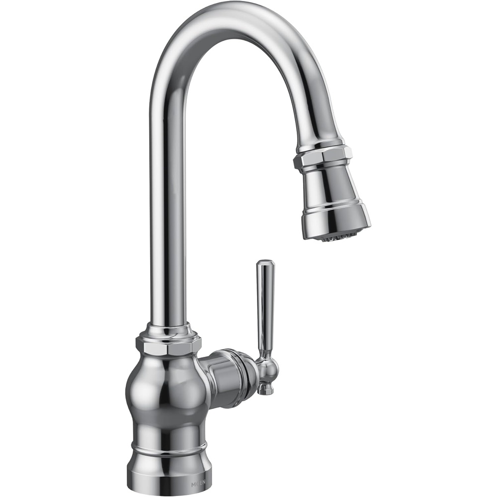 image:imageMoen S52003BL Paterson OneHandle Pulldown Bar Faucet with Power Clean Includes Interchangeable Handle Matte BlackChrome