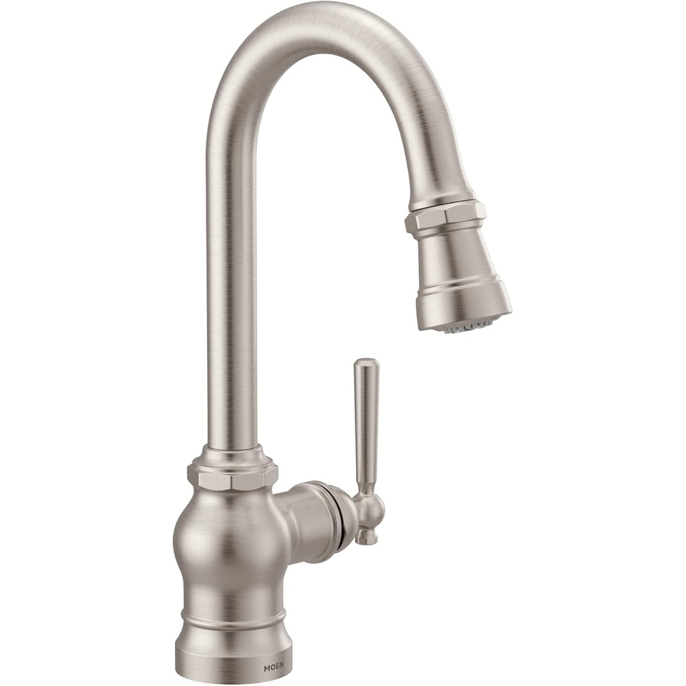 image:imageMoen S52003BL Paterson OneHandle Pulldown Bar Faucet with Power Clean Includes Interchangeable Handle Matte BlackSpot Resist Stainless