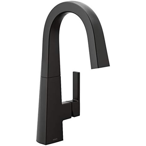 image:imageMoen S55005BL Nio OneHandle Bar Faucet Includes Secondary Finish Handle Option Matte BlackMatte Black