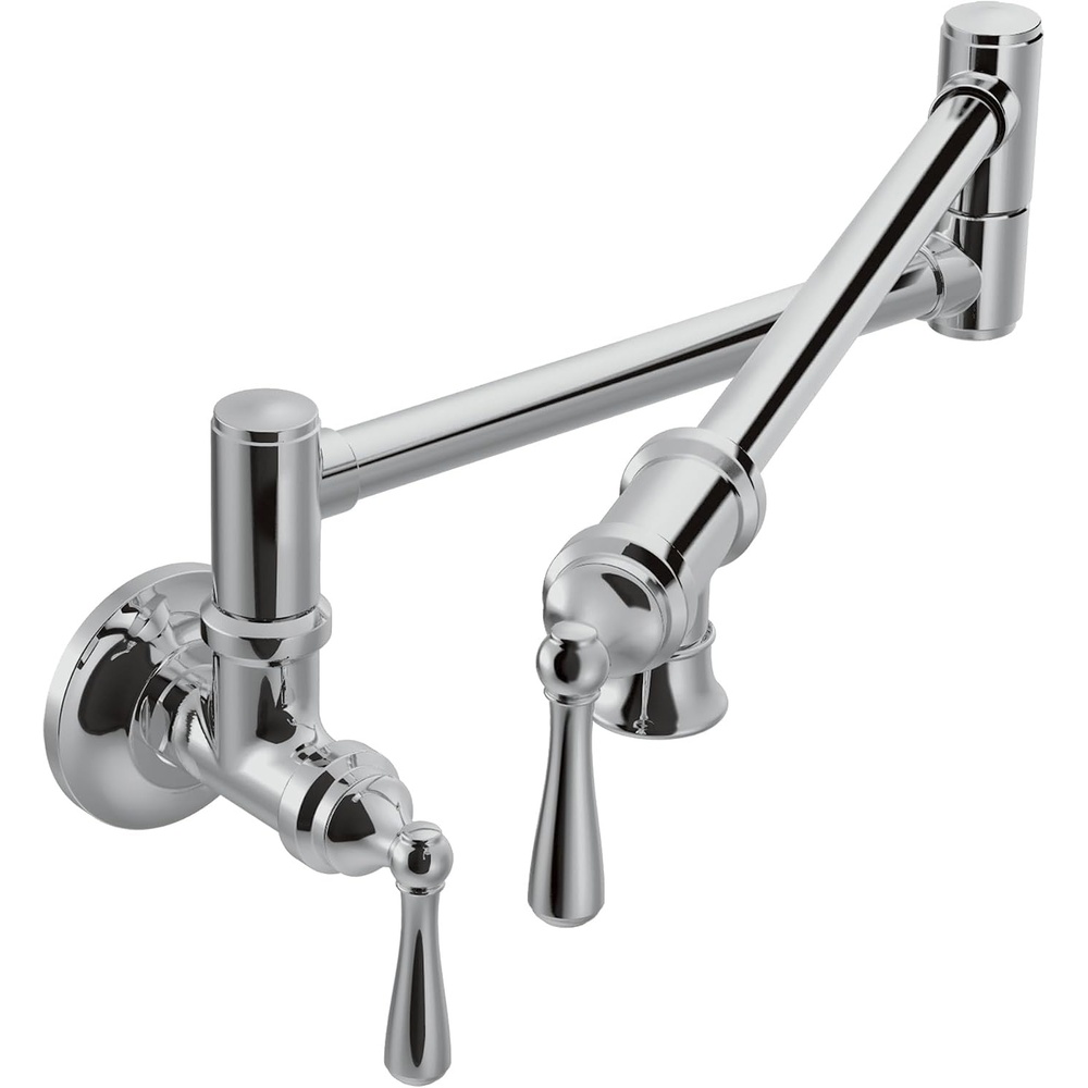 image:imageMoen S664 Traditional Wall Mount Swing Arm Folding Pot Filler Kitchen Faucet ChromeChrome